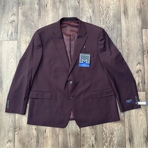 Michael Strahan Stretch Modern Fit 52% Wool Blazer Mens Size 52R Burgundy